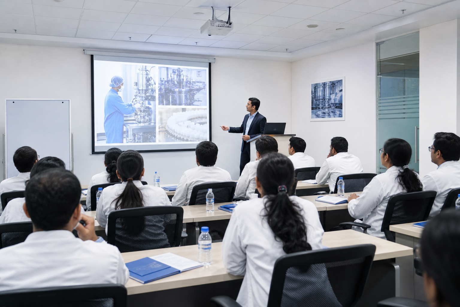 GMP training classroom for pharmaceutical professionals